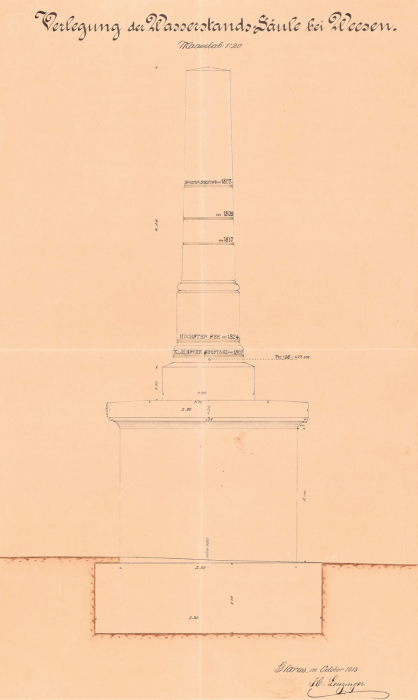 1913 wasserstandssaeule weesen 1913