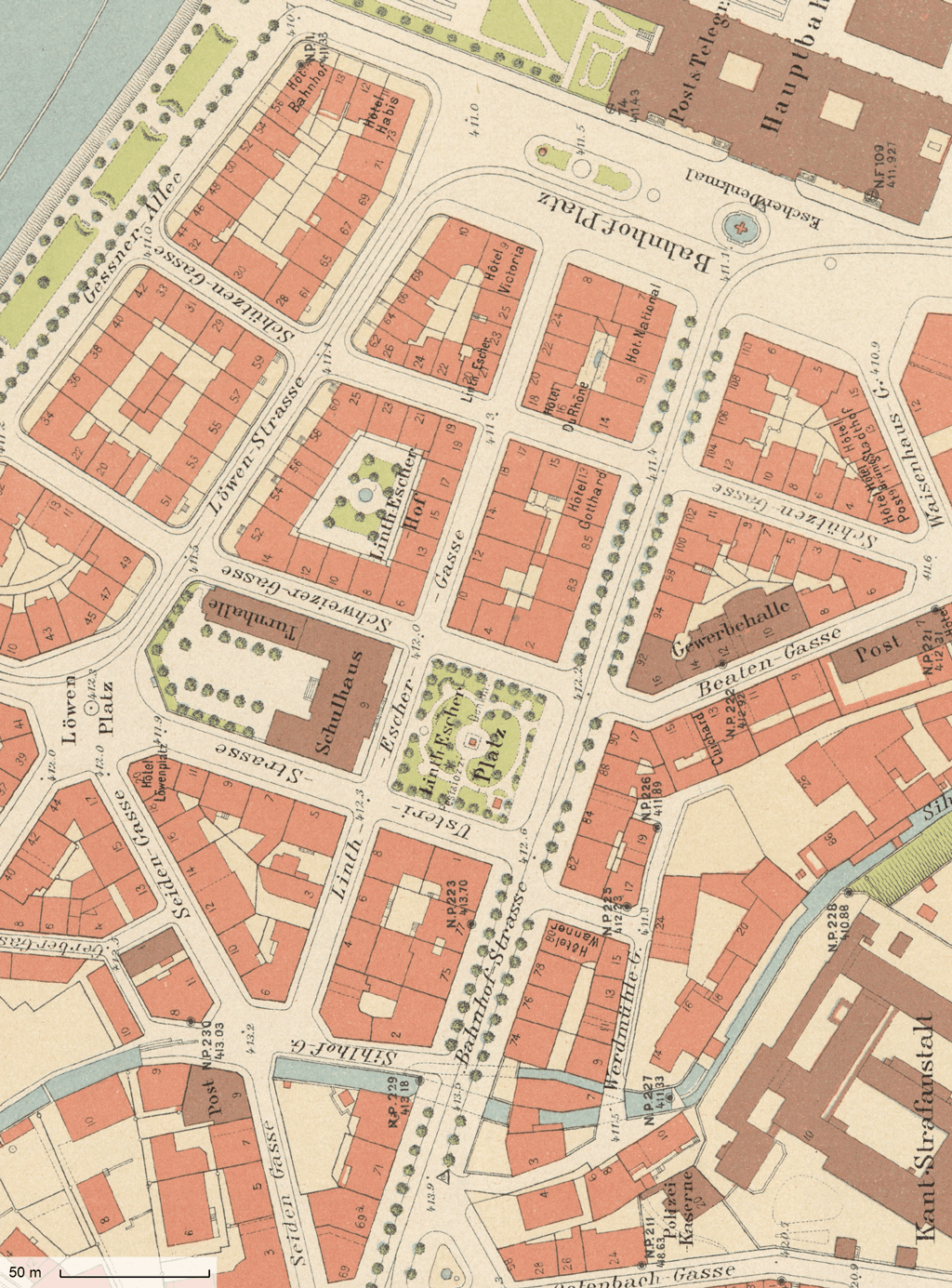 1900 Stadtplan Zuerich 1900