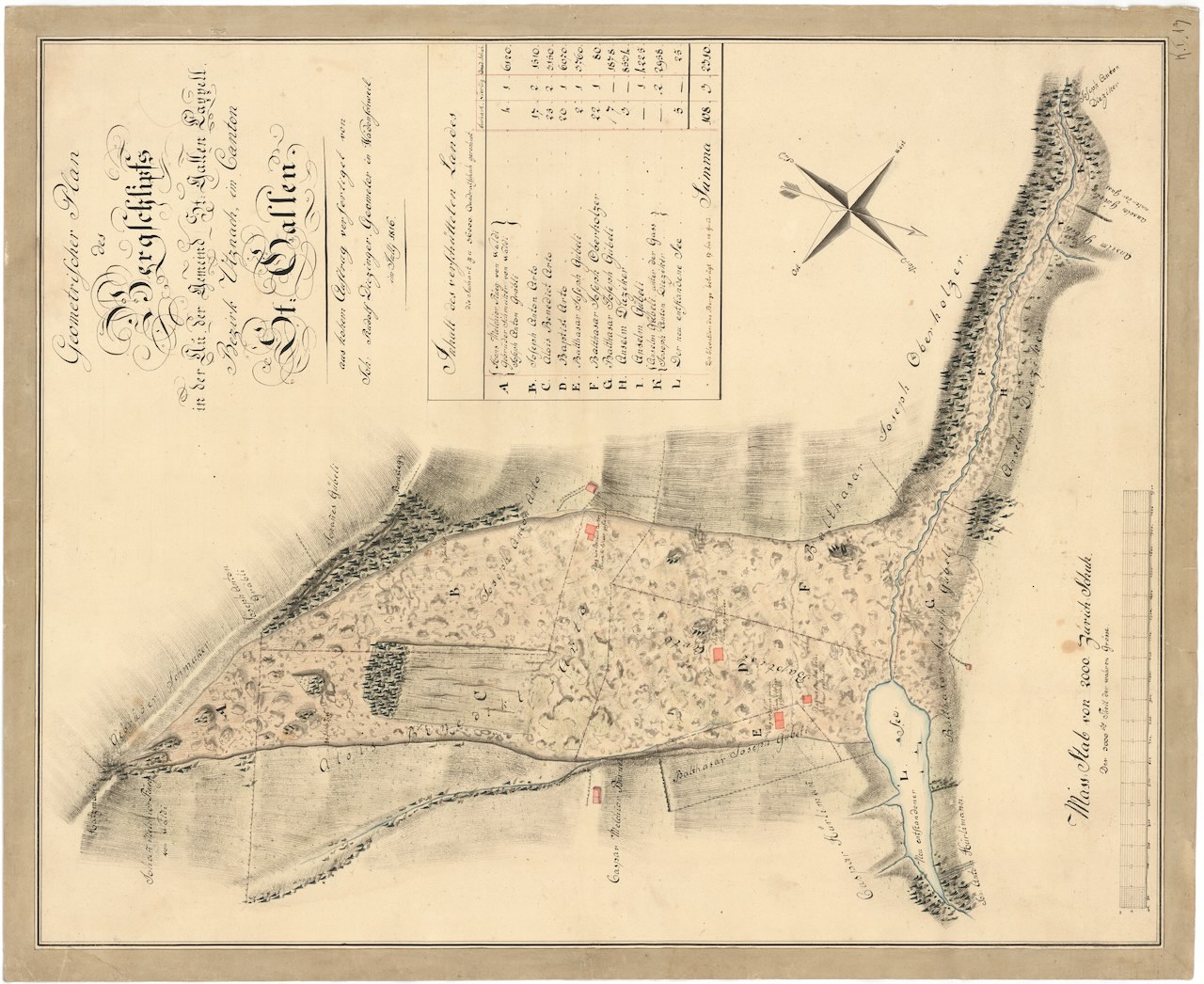 1816 Karte Bergsturz Goldingen
